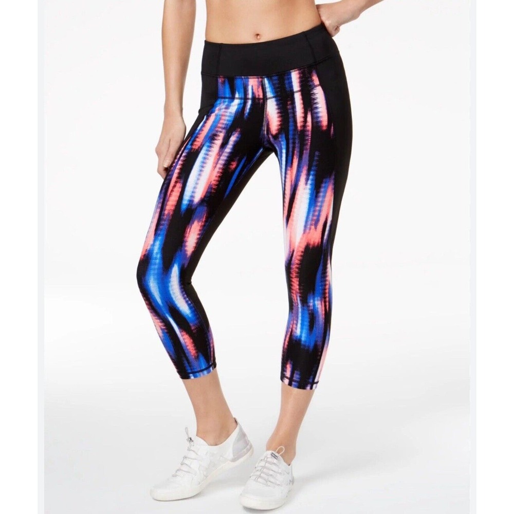 Calvin Klein Womens Performance Wick Tribeca Printed Cropped Leggings Size